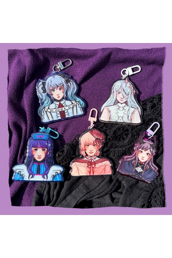 Rhythm Idol Night Cord Inspired Acrylic Keychain Cute Chibi Bag Charm Fan Gift, random 1 pack