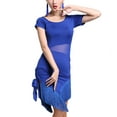 thumbnail image 1 of Rhythm Jazz Latin Cha Cha Group Dance Competition Practice Wear Dress Blue, 1 of 2