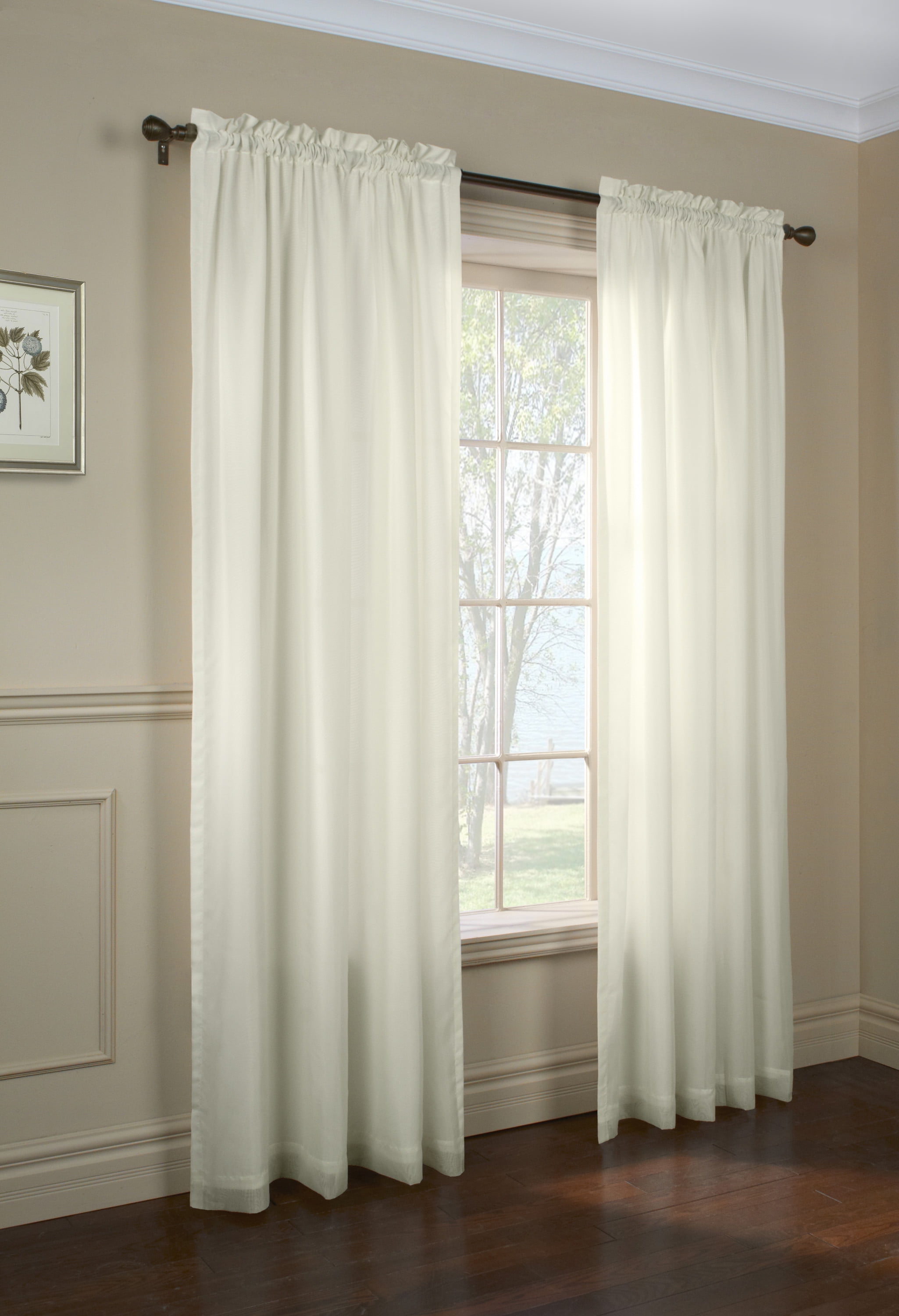 Ivory Light-Filtering Polyester Rod Pocket Curtain Panel 54" x 84"