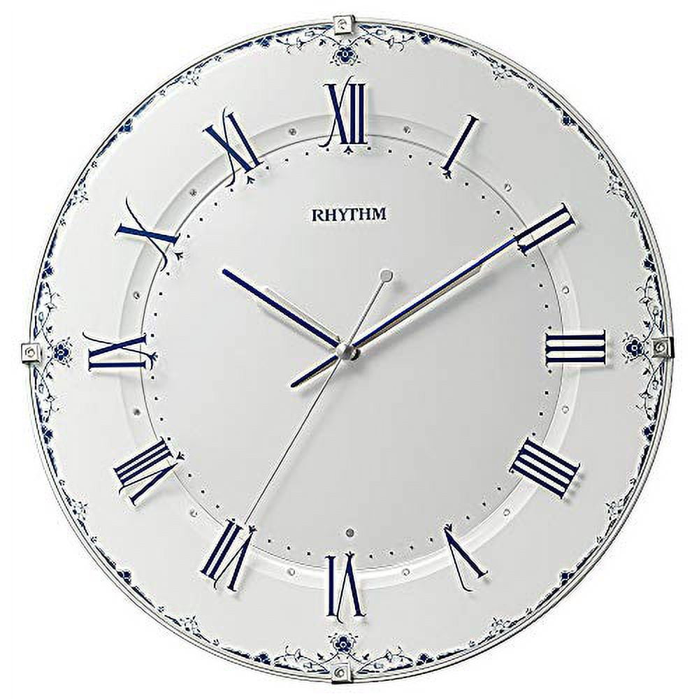 Rhythm (RHYTHM) wall clock blue Φ33x5cm radio wave analog continuous