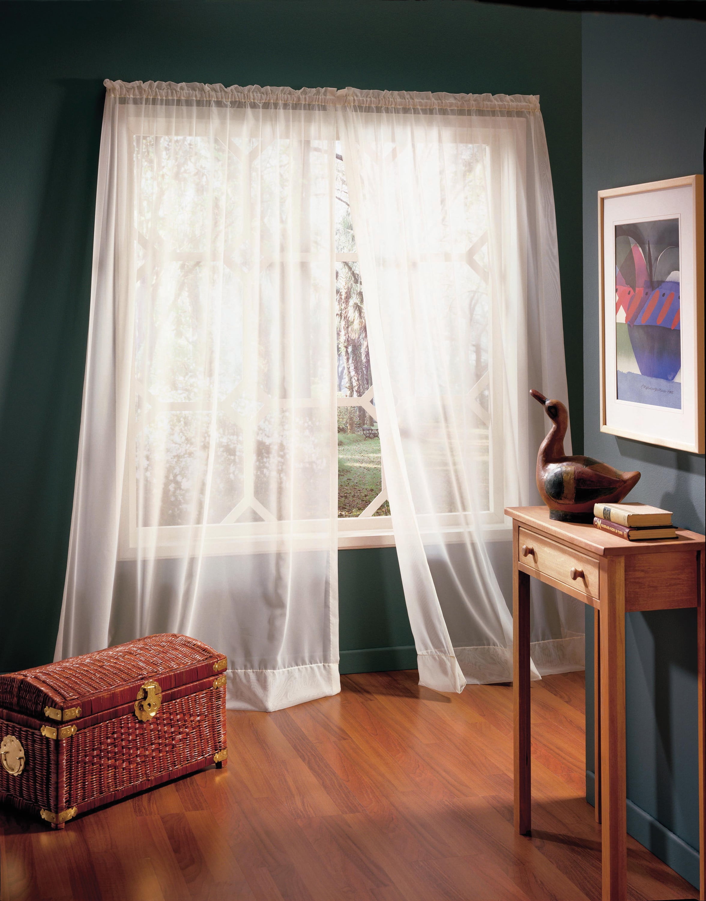 White Sheer Polyester Rod Pocket Window Curtain Panel 104" x 63"