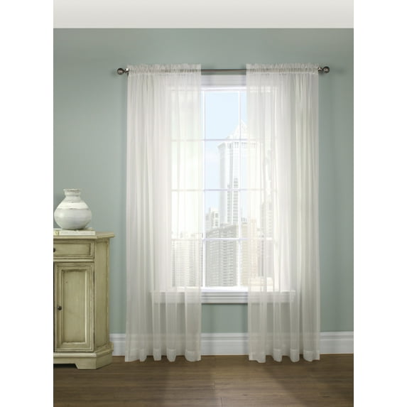 Rhythm Rod Pocket European Style High Curtain Voile 54" x 63" in Eggshell
