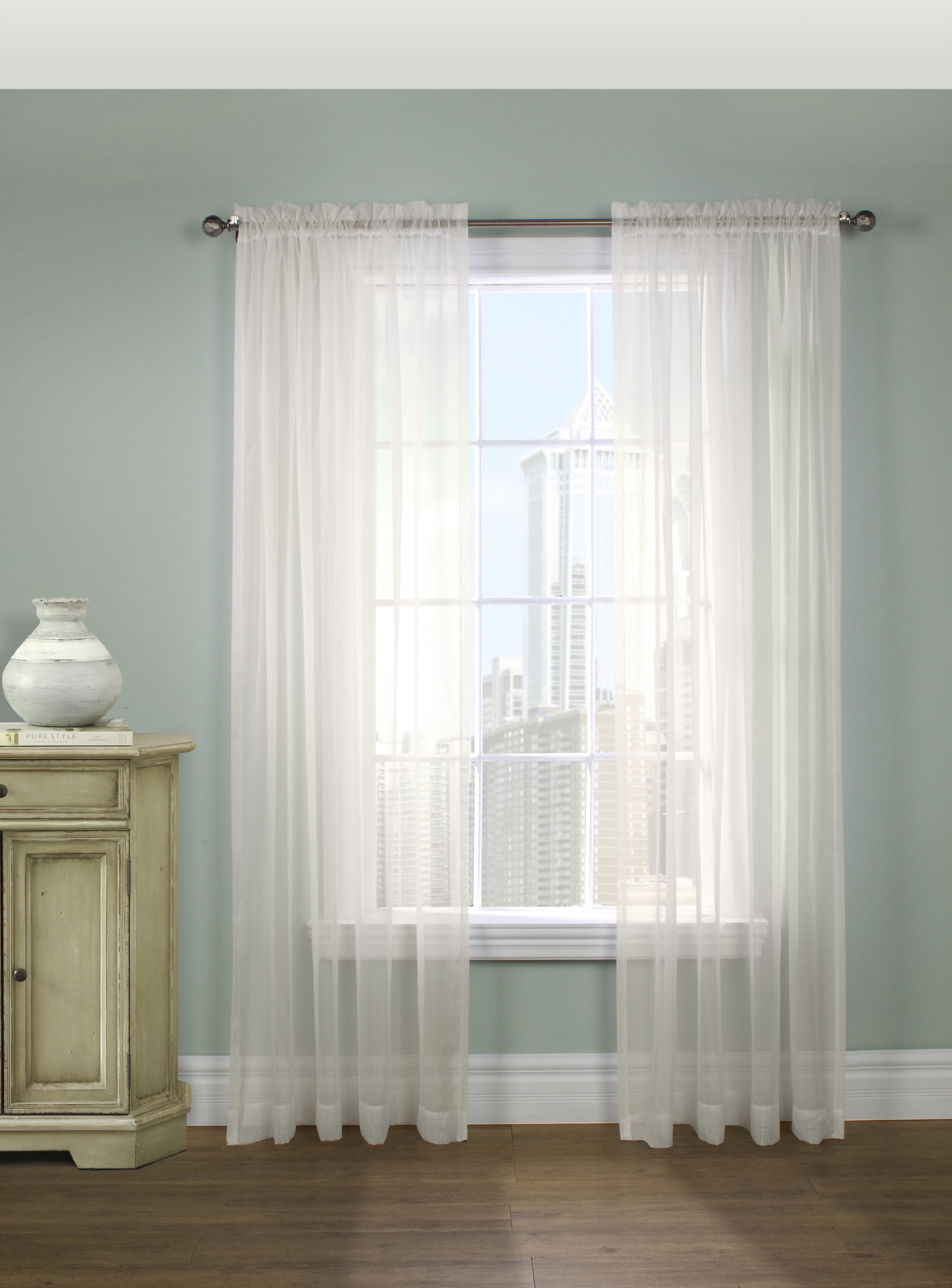 Rhythm Rod Pocket European Style High Curtain Voile 54" x 84" in Eggshell