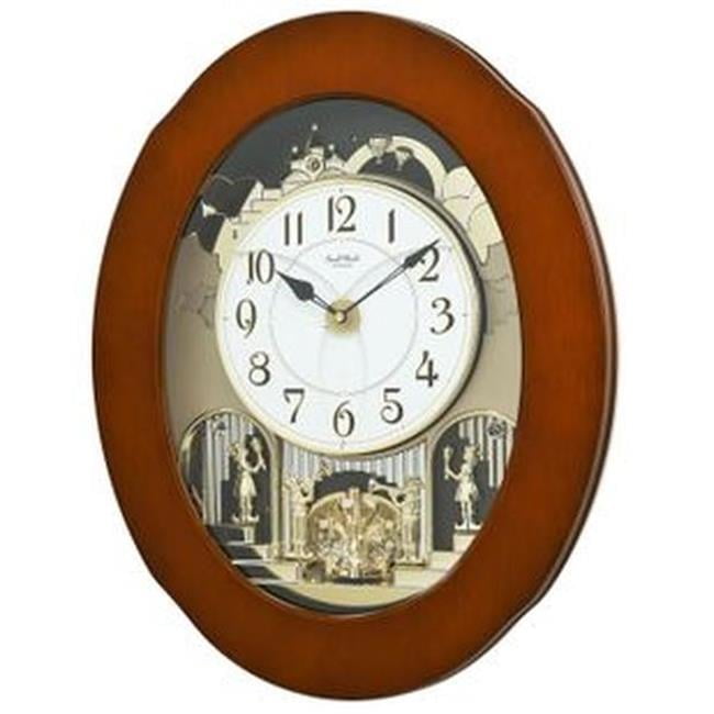 Rhythm USA 4MH449WU06 Grand Essence Musical Motion Wall Clock, Brown