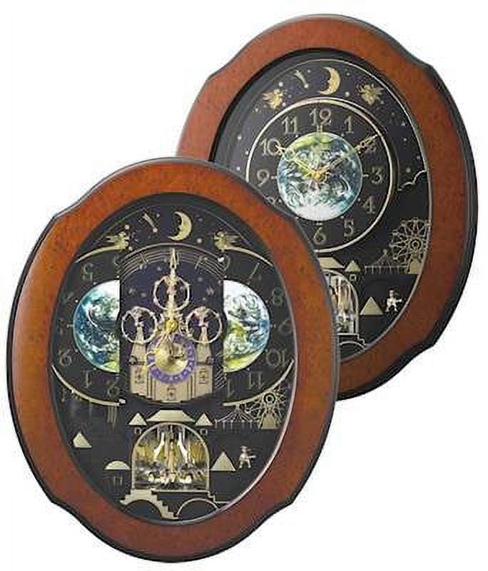 Brown and Gold Musical Motion Wall Clock with Swarovski Crystals