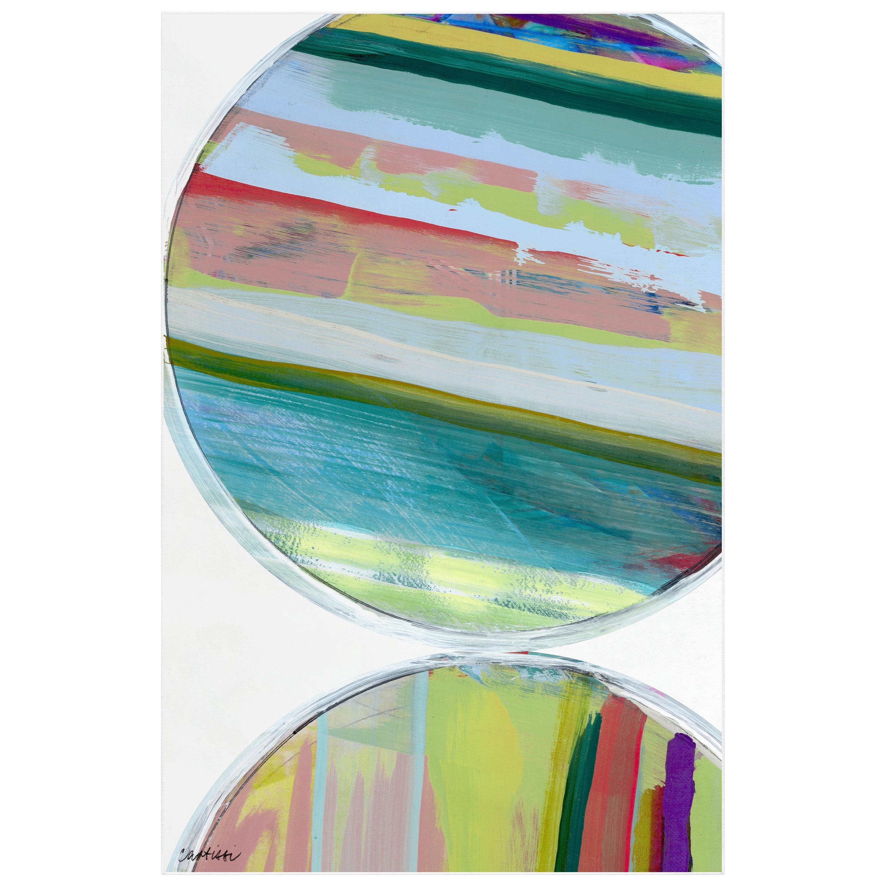Rhythmic Circles III Washable Geometric Art Area Rug size 5'x8', Power-loomed, Heavenly Softness with Non-Slipping Backing