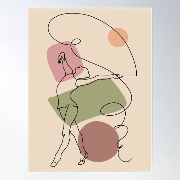Rhythmic Gymnast Line And Abstract Shapes Poster Wall Art, Poster Only ...