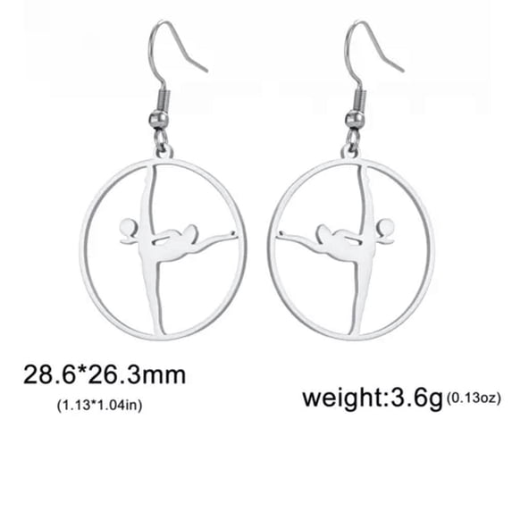 Rhythmic Gymnastics Earrings Stainless Steel Dancer Dangle Earring Sport Jewelry
