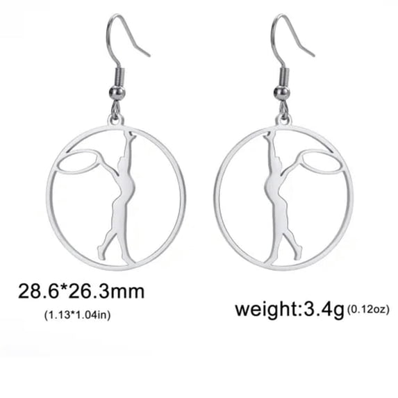 Rhythmic Gymnastics Earrings Stainless Steel Dancer Dangle Earring Sport Jewelry