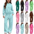 thumbnail image 1 of Rhythmode Girls 2 Piece Activewear Hoodie Set Long Sleeve Hooded Sweatshirt Wide Leg Sweatpants Kids Casual Tracksuit, 1 of 9