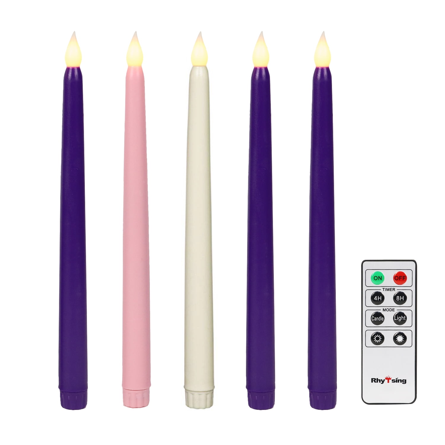 Rhytsing 10.8" Advent Flameless Taper Candles with Timer, Battery