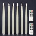 thumbnail image 1 of Rhytsing 11.4" Flameless Taper Candles with Timer Function, Battery Operated Dinner Tall Candlestick Rustic Wax, Warm White LED, 2 Remotes Included - Set of 6 (Ivory), 1 of 7