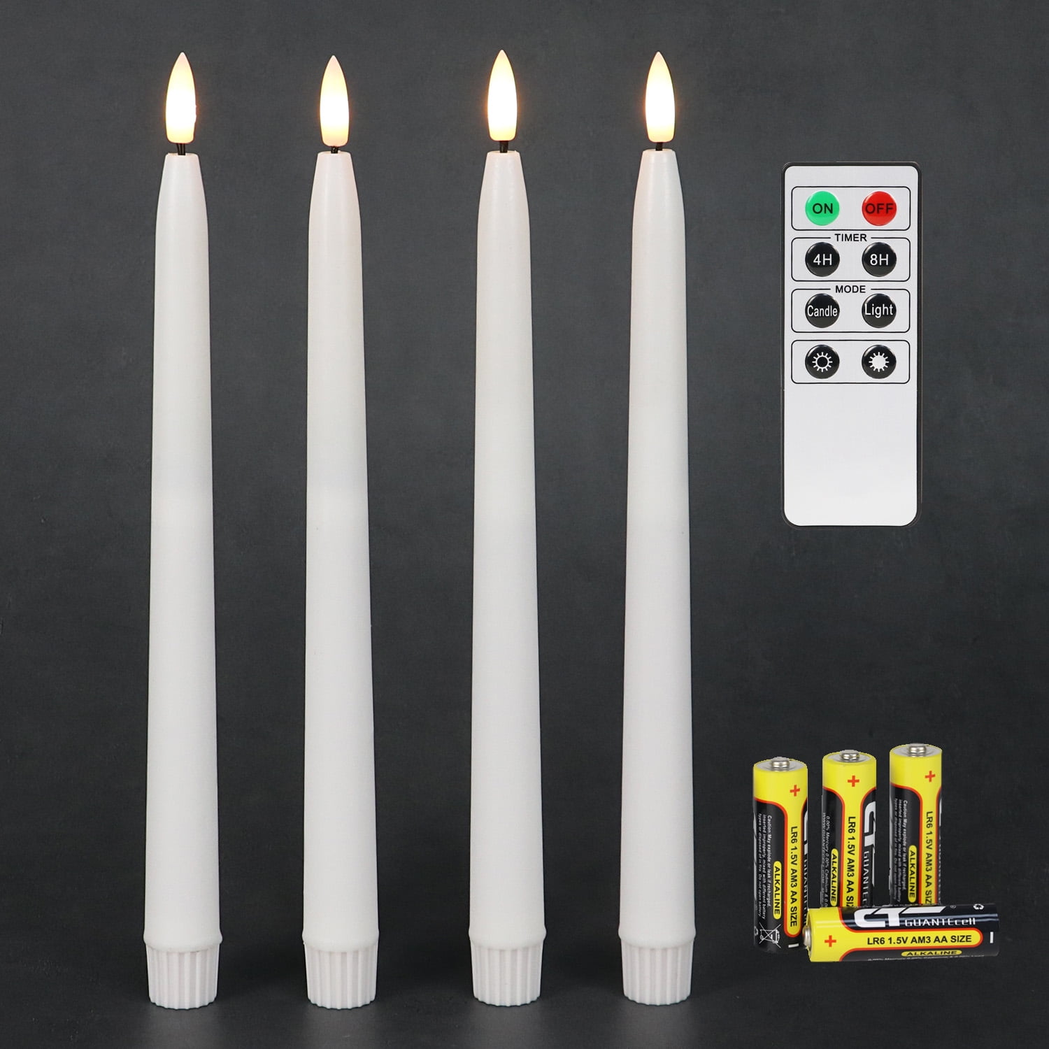 Rhytsing 11.4" Flameless Taper Candles with Timer, Battery Operated