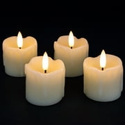 Rhytsing 2'' Ivory Flameless Votive Candles Real Wax Dripping Design, LED Faux Battery Operated Tealight Candles with Timer for Christmas Wreath - Set of 4