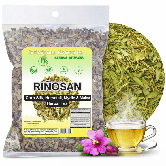 Riosan Herbal Tea (4 oz) - Traditional Kidney Wellness Support Blend - Corn Silk, Horsetail, Myrtle & Malva - 100% Natural Loose Leaf Infusion - Caffeine-Free, Vegan, Non-GMO