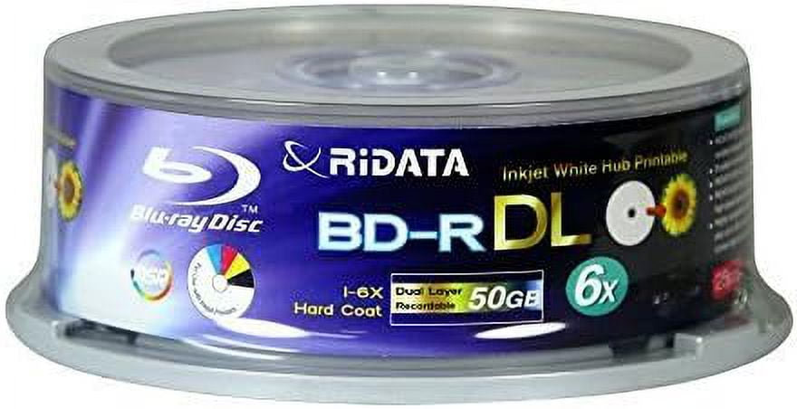 RiData 50GB BD-R DL Dual-Layer Blu-Ray Writable 6x Disc 25pk