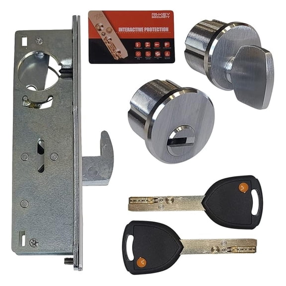 RiKey - Storefront Mortise Door Lock DeadHook Set High Security Keyed Cylinder and Inside Thumb-Turn