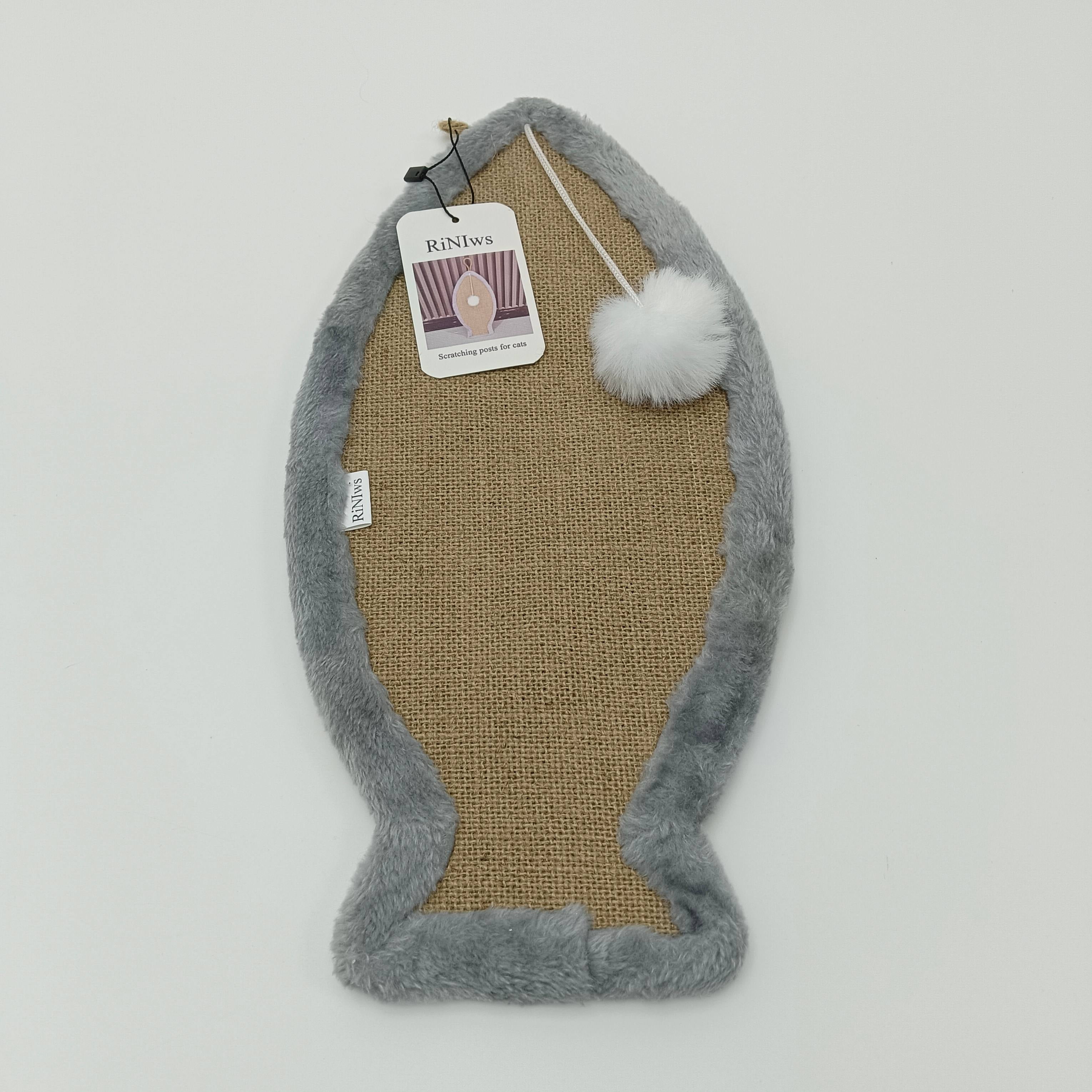 RiNIws Scratching posts for cats Hemp Rope Cat Scratching Post Mat, Gray Plush Border, 20x40cm