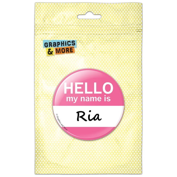 Ria Hello My Name Is Refrigerator Button Magnet