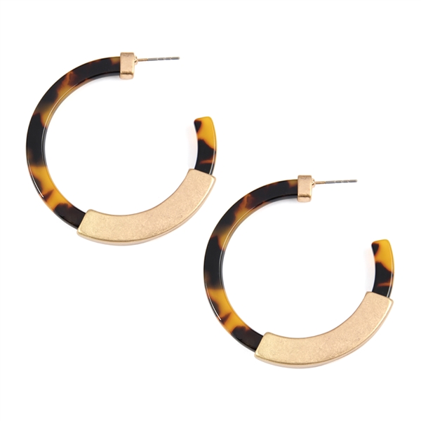 Riah Fashion Hoop Resin Half Metal Cast Post Earrings - Walmart.com