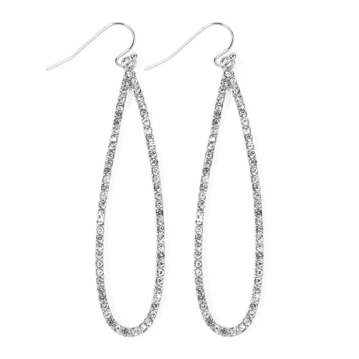 Riah Fashion Sparkly Rhinestone Lightweight Geometric Hoop Drop Earrings MYE1047