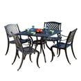 thumbnail image 1 of Rialto 5-Piece 4-Seater Cast Aluminum Black Sand Outdoor Dining Set, 1 of 9