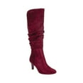 thumbnail image 1 of Rialto Women's Architectural Heel Elastic Goring Ruched Studded Canoe Almond Toe Zip up Boots Red Size 9 M, 1 of 3