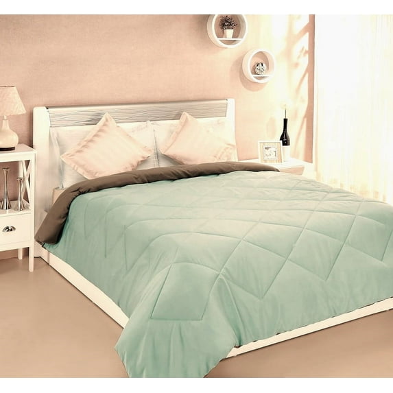 Rian Decor King Size Reversible Comforter - All Season Quilted Down Alternative Bedding Comforter - Winter Summer Fluffy Soft - Machine Washable – Green/Grey