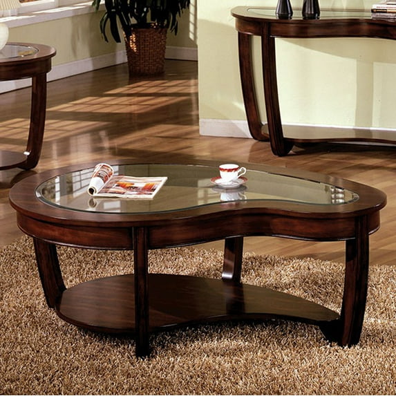 Crystal Falls Transitional Coffee Table, Dark Cherry