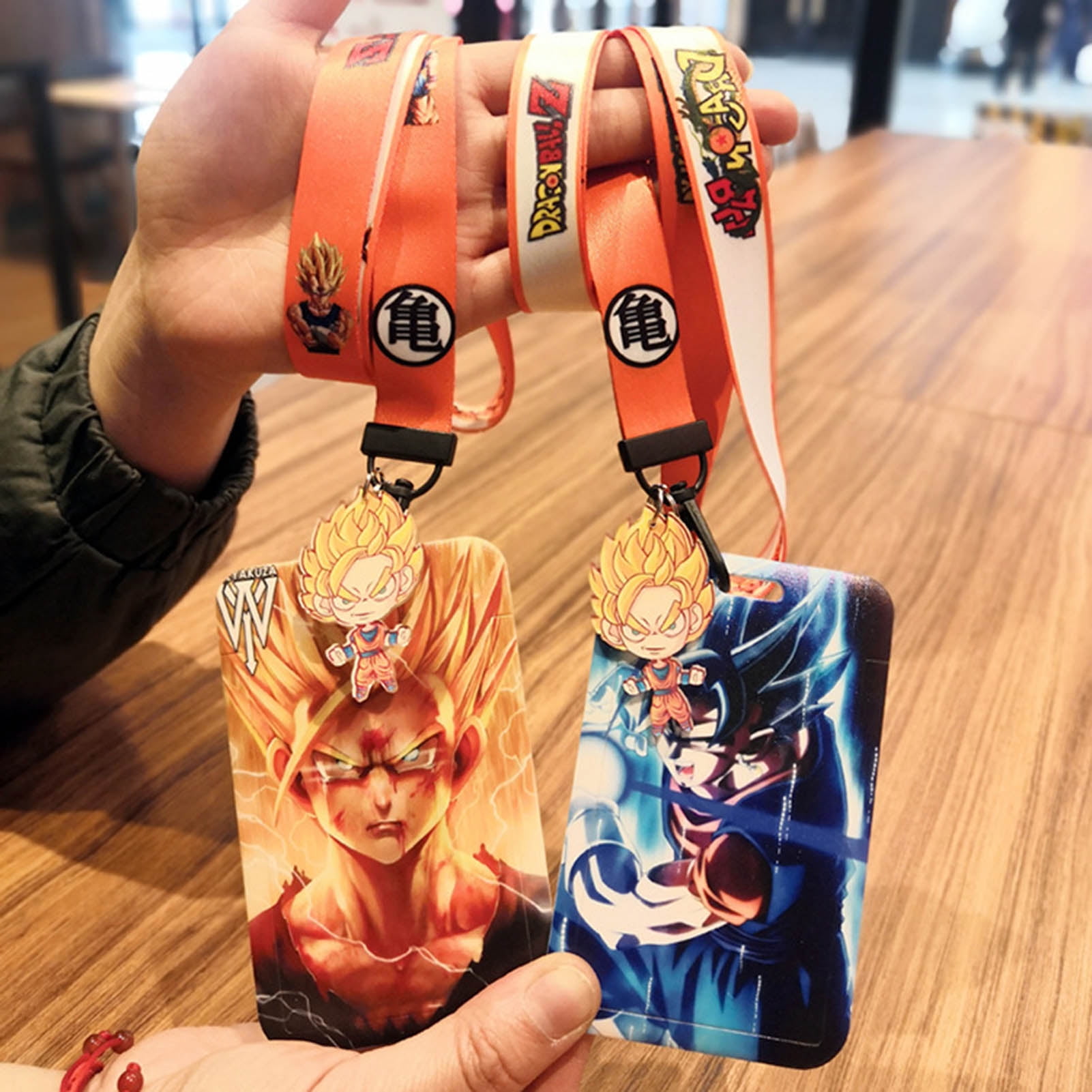 Riapawel 1 set Anime Card Cases card Lanyard Key Lanyard Cosplay Badge ID  Cards Holders Neck Straps Keychains goku and Vegeta