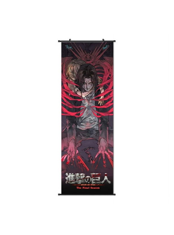 Riapawel Attack on Titan Wall Scroll Poster, Anime Character Kawaii Poster Wall Sticker Hanging Paintings for Home Office Decor