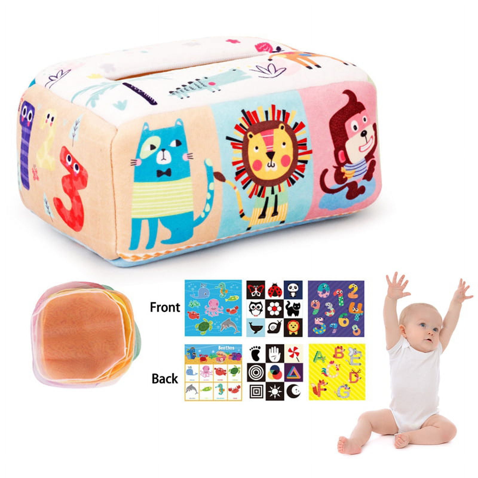 Riapawel Baby Montessori Toys 6 Months Toy Tissue Box Sensory Toys High