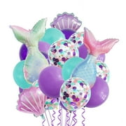 Riapawel Mermaid Balloons Purple Latex Confetti Ballons For Mermaid Birthday Party Decorations Under The Sea Theme Party Supplies