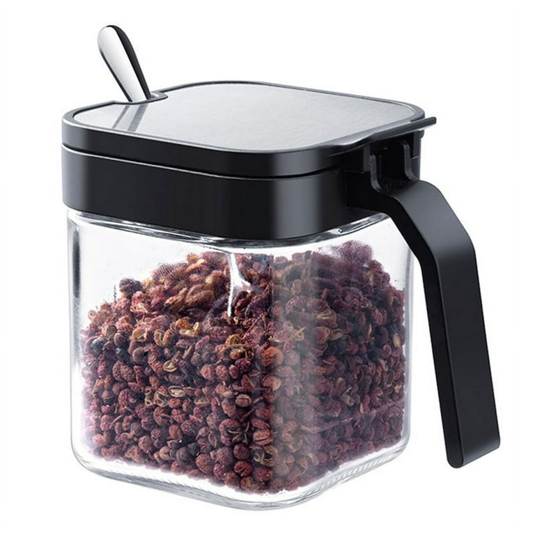 1pc Clear Spice Jar With Spoon, Simple PP Moisture-proof Seasoning