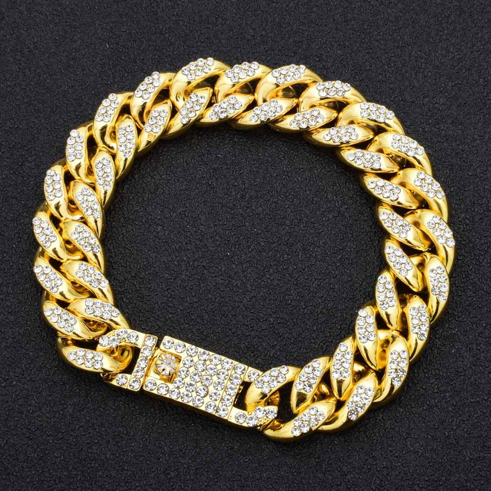 Riapawel Stell 12MM Men Zircon Curb Cuban Link Bracelet Hip hop Jewelry ...