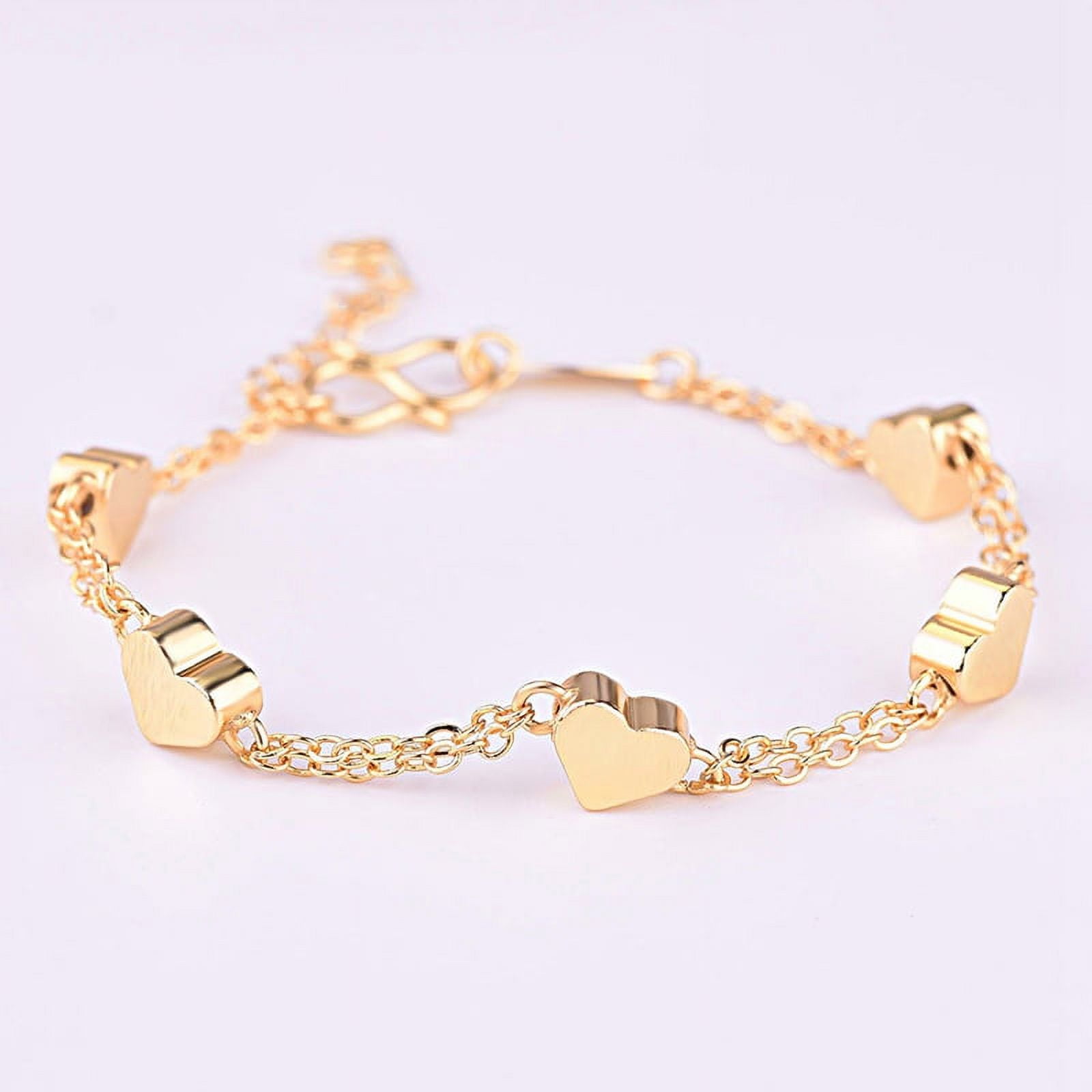 Riapawel Women Baby Girls Bracelets Gold Filled Heart Lucky Beaded Chain  Fashion Jewelry Gifts