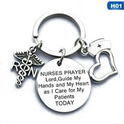 Riapawel reliable Nurses Party Lord,Guide My Hands And My Heart As I Care For My Patients Today Pendant Keychain Hospital Nurse Day Gift Women Charm Key Ring Holder Jewe(None K5781)
