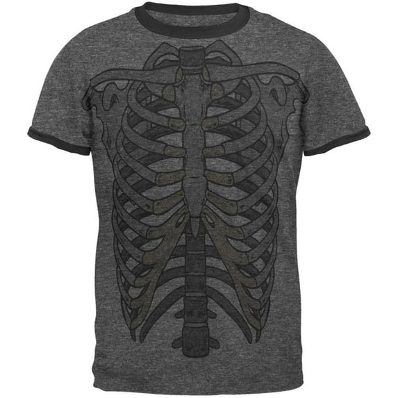 Rib Cage All Over Heather-Black Men's Ringer T-Shirt - X-Large