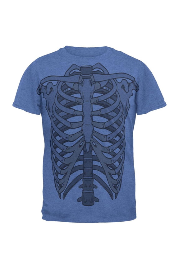 Rib Cage All Over Heather Blue Adult T-Shirt - 2X-Large