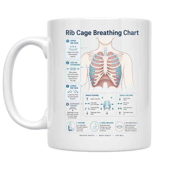 Rib Cage Breathing Chart - Health Enthusiast - 11 oz Ceramic Coffee Mug