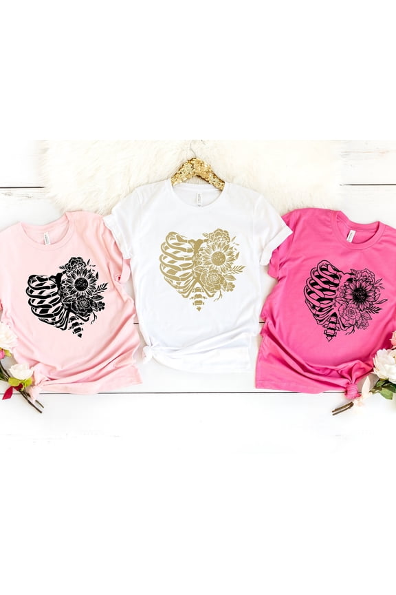 Rib Cage Flower Shirt Aesthetic Rib Cage Shirt Valentineamp39s Day TShirt Valentines Shirt
