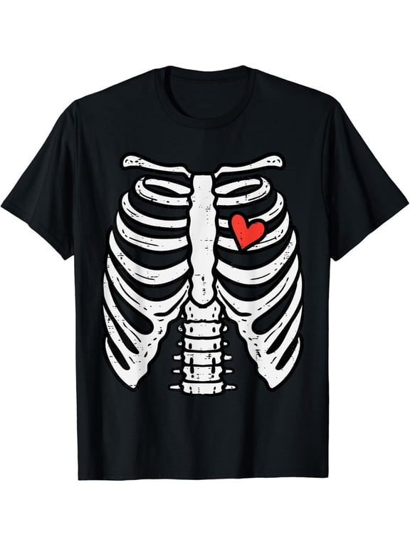 Rib Cage Heart Costume Halloween Graphic Design For Everyday Style T-Shirt, Size S-5XL