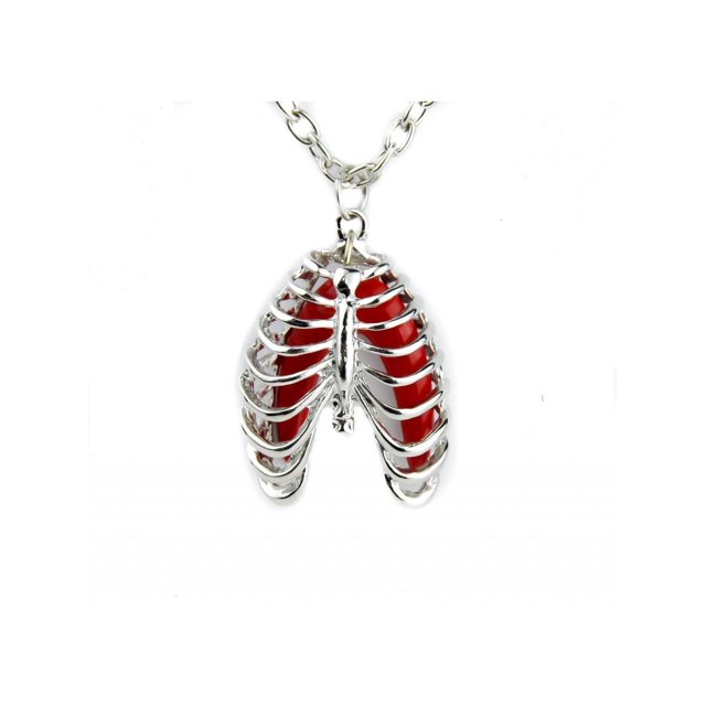 Rib Cage Necklace Skeleton Heart Goth Punk Deathrock - Walmart.com