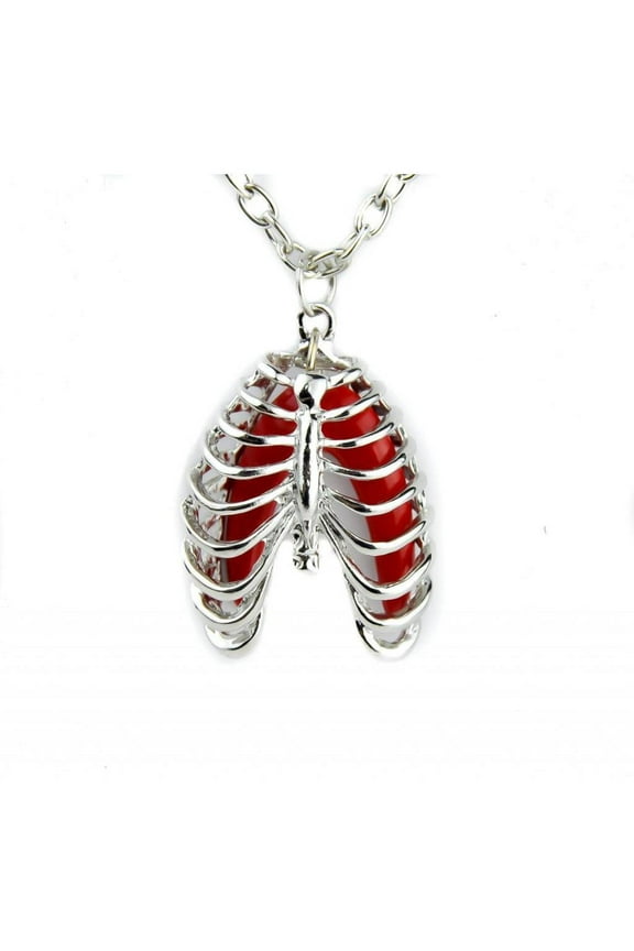 Rib Cage Necklace Skeleton Heart Goth Punk Deathrock