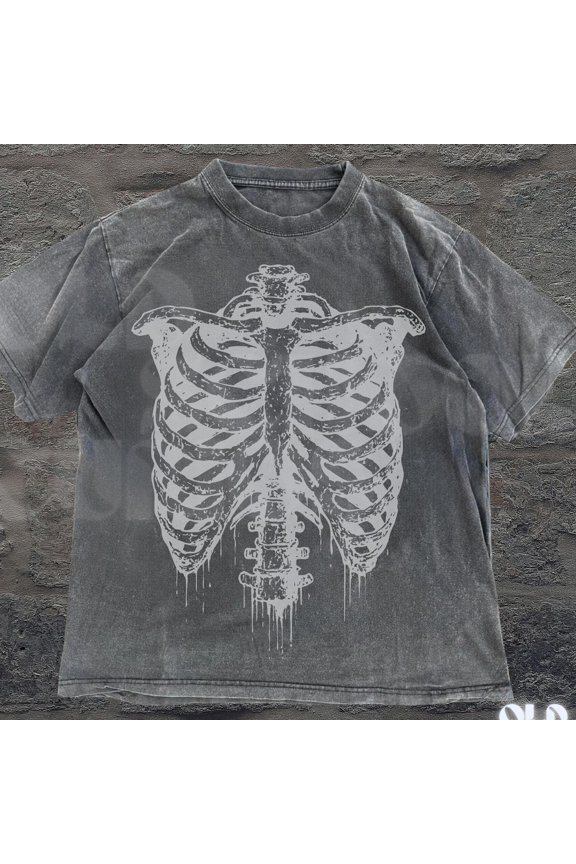 Rib Cage Skeleton 90s Style Graphic ShirtSkeleton Y2k Goth Retro Tee2000s Emo Dark Art Clo