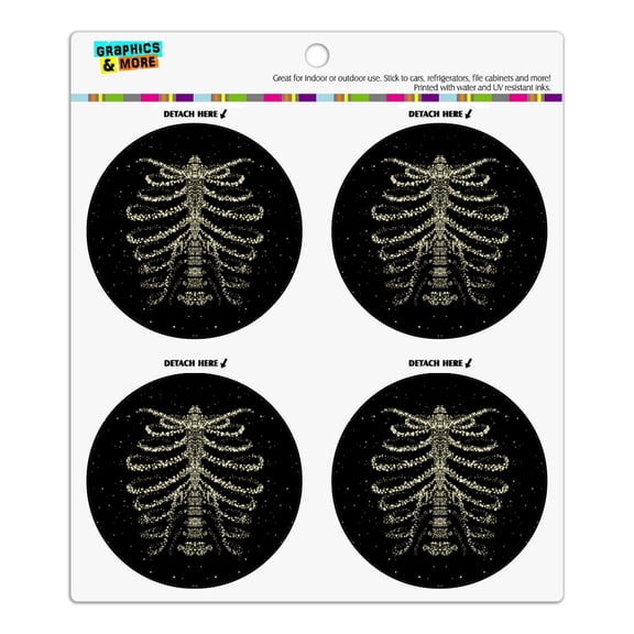 Rib Cage Skeleton Bones Stars Galaxy Refrigerator Fridge Locker Vinyl Circle Magnet Set