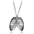 thumbnail image 1 of Rib Cage Skeleton Necklace Bones Silver Chain Goth Punk Death Love, 1 of 5