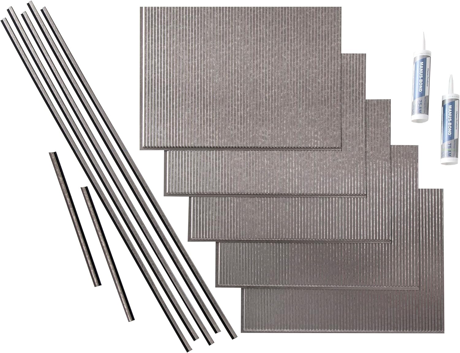 Rib Decorative Vinyl Backsplash 15 sq ft Kit in Galvanized Steel ...