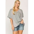 thumbnail image 1 of Rib Knit Mixed Dolman Sleeve Top With Round Hem, 1 of 5