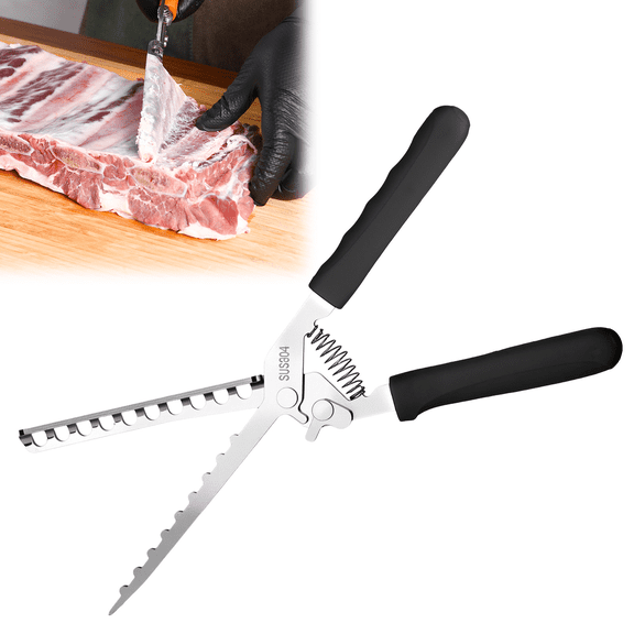 Rib Membrane Removal Tool, 304 Stainless Steel Rib Skinner with Curved Peeling Head for BBQ Grilling and Cooking, Prep Tool with Non-Slip Handle and High Tension Spring for Easy Membrane Peeling